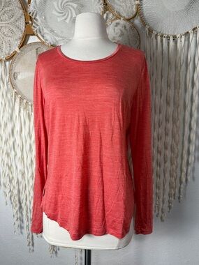 Icebreaker Orange Coral Long Sleeve Cool Lite Women's Size Large